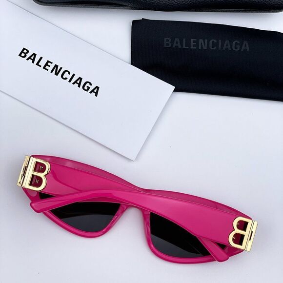 NEW Balenciaga BB0095S 006 Pink Gold Logo Grey Cat Eye Unisex Sunglasses - Picture 13 of 15